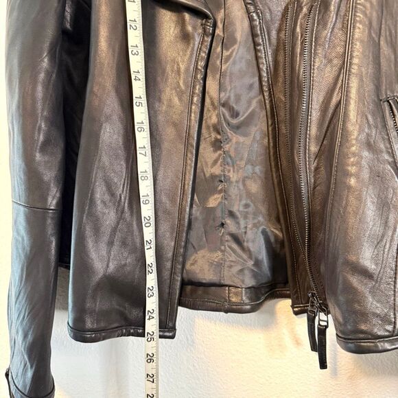 Tahari Lambskin Leather Moto Jacket Size Large - Picture 11 of 12